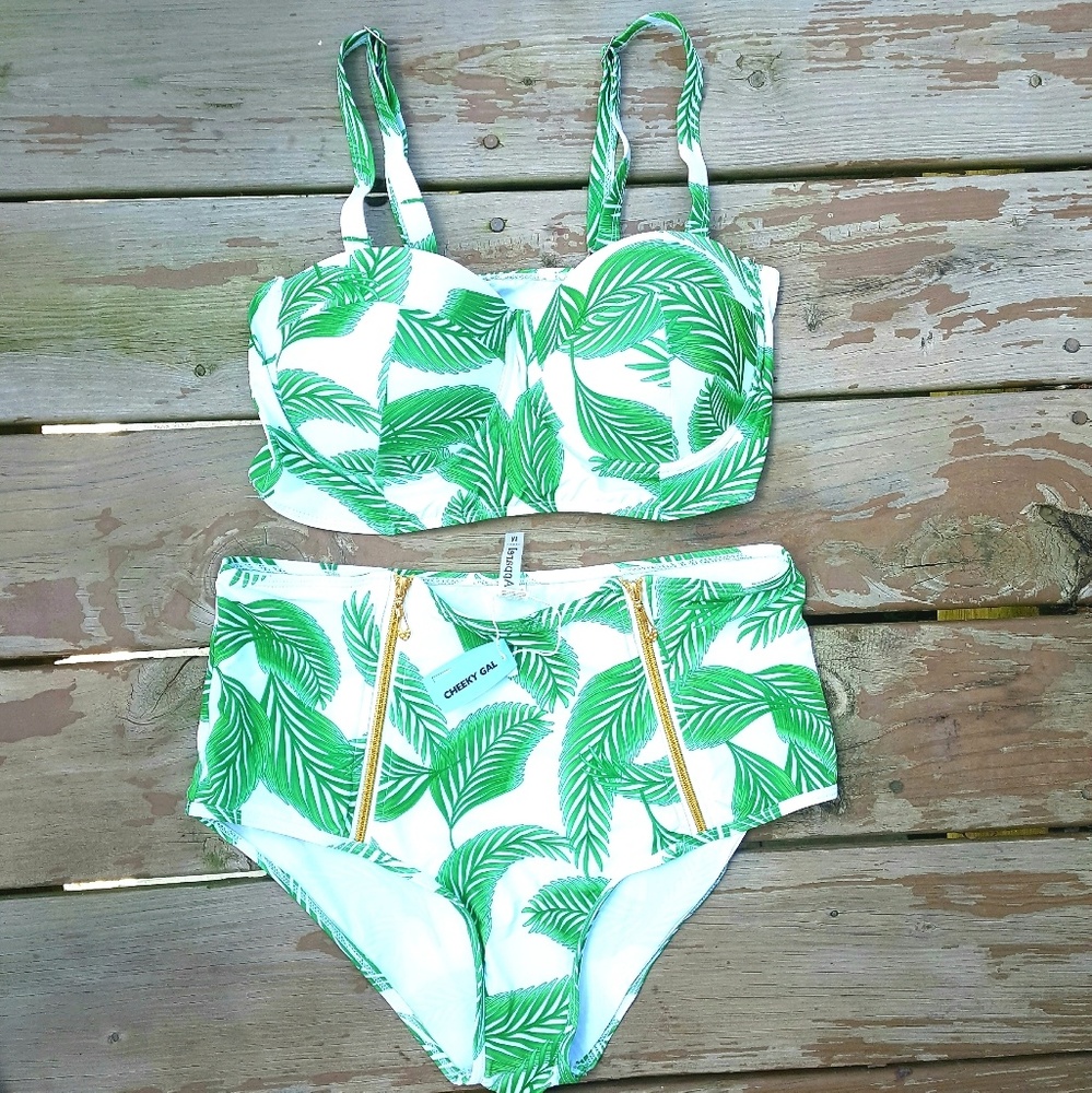 NWT Cheeky Gal Tropical Swim Suit